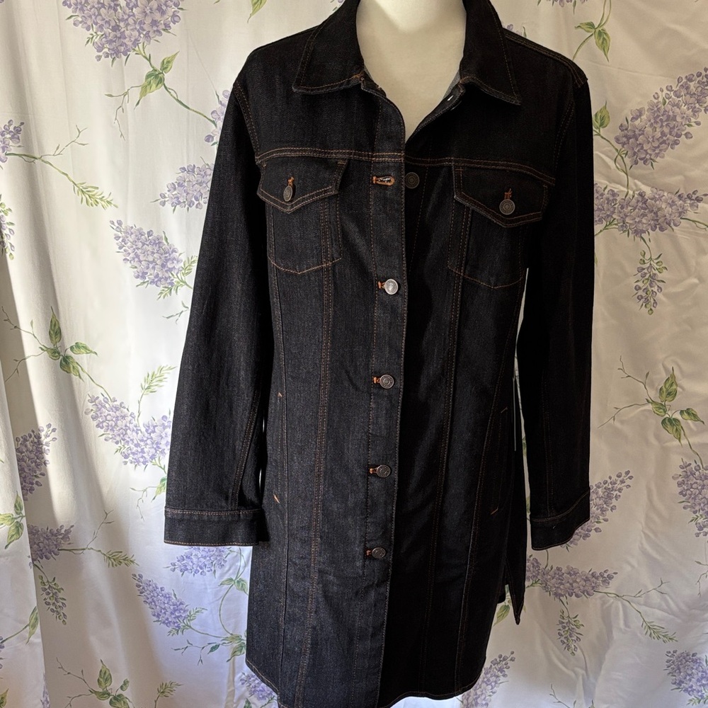 Chico's Deep Blue Button Down Topper